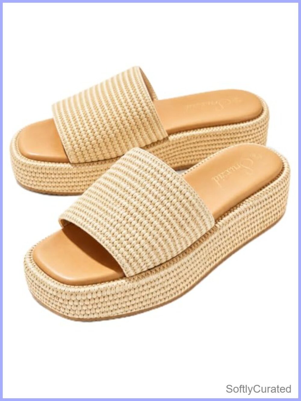 Women's Raffia Platform Sandals Slip On Woven Beach Vacation Shoes